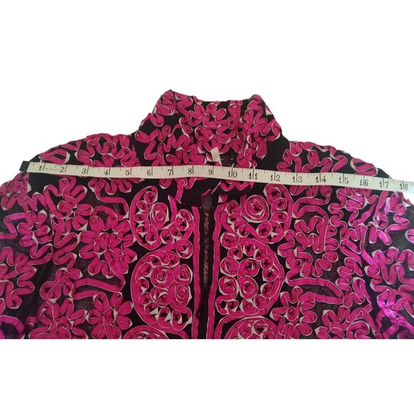 Vintage Damee, Inc. Women's Small Jacket Pink Sheer Ribbon Artsy Embroidered - Picture 10 of 13